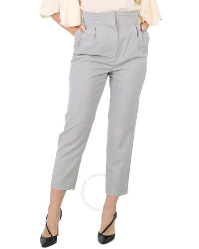 Burberry Heather Melange Cutout Detail Wool Tailo Trousers - Grey