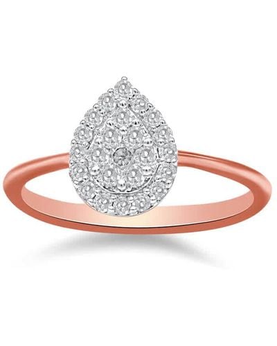 Haus of Brilliance 10k Rose Gold 3/8 Cttw Round-cut Diamond Pear Promise Ring - White