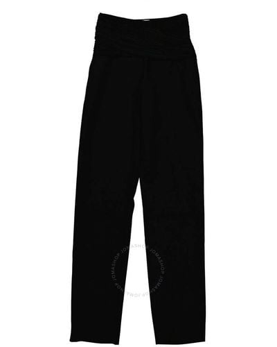 Burberry Natasha Ruched-waist Wool Tailored Trousers - Black