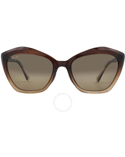 Maui Jim Lotus Hcl Bronze Cat Eye Sunglasses Hs827-01 56 - Brown