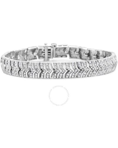 Haus of Brilliance .925 Sterling Silver 3.00 Cttw Diamond Chevron Link Bracelet - Metallic