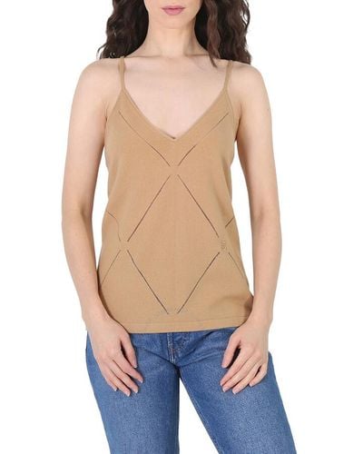 Burberry Camel Maeve Knitted Cami Tank Top - Blue
