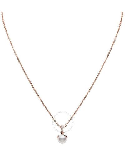 Mikimoto 18k Re Gold 8mm Akoya & Diamond Twist Pendant Necklace - Metallic
