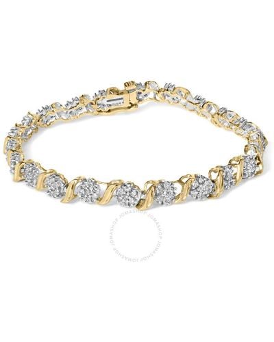 Haus of Brilliance 10k Gold 2.00 Cttw Round Cut Diamond 's' Cluster Bracelet - Metallic