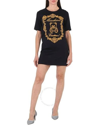 Moschino Fantasy Print Teddy Embroidered T-shirt Dress - Black