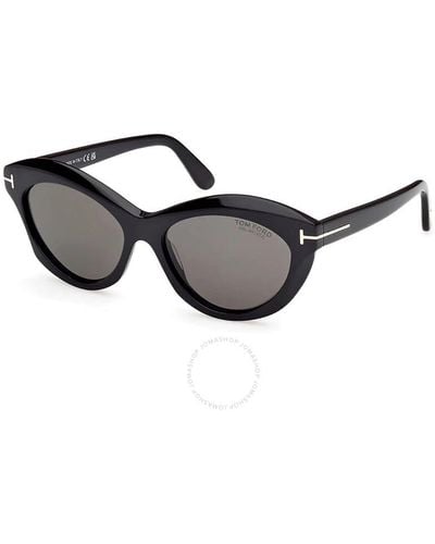 Tom Ford Toni Polarized Smoke Cat Eye Sunglasses Ft1111 01d 53 - Black
