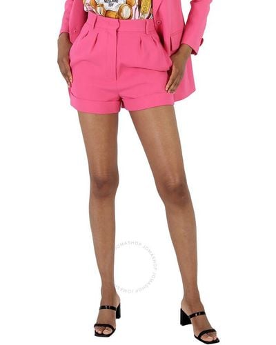 Moschino Fuschia Turn-up Brim Tailored Shorts - Pink