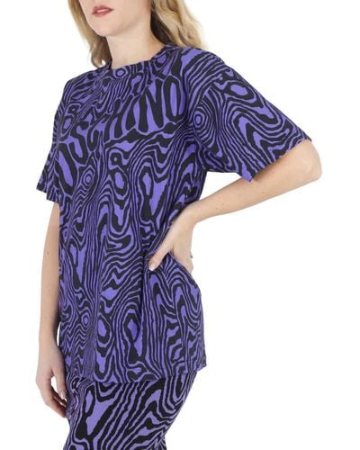 Moschino Oversized Moire Effect Zebra-print Cotton T-shirt - Purple