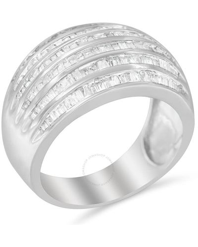Haus of Brilliance Sterling Silver 1ct. Tdw Multi-row Baguette Diamond B - White