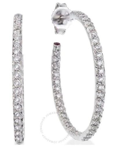 Roberto Coin 18k Gold Diamond Hoop Earrings - White