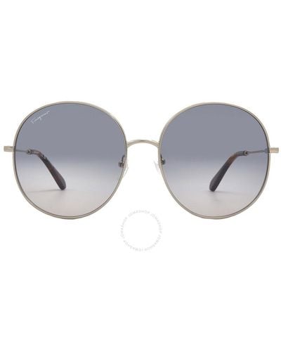 Ferragamo Blue Gradient Round Sunglasses Sf299s 688 60 - Grey