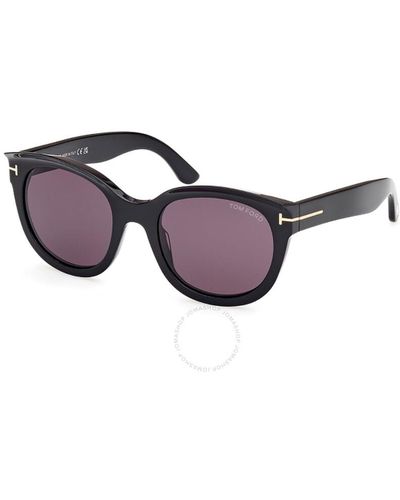 Tom Ford Tamara Smoke Oval Sunglasses Ft1114 01a 54 - Black
