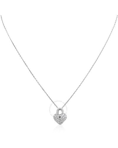 Roberto Coin Diamond Heart Lock Necklace - Metallic