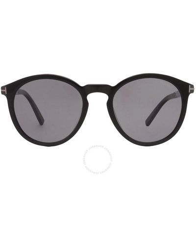 Tom Ford Elton Polarized Smoke Round Sunglasses Ft1021-n 01d 51 - Black