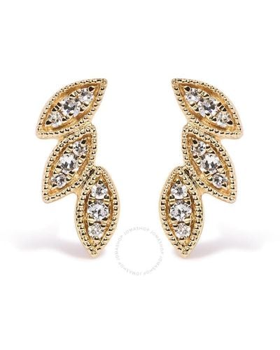 Haus of Brilliance 10k Gold 1/10 Cttw Diamond Triple Leaf Stud Earring - Metallic
