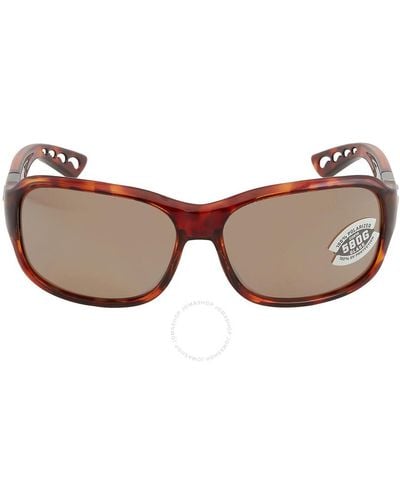 Costa Del Mar Cta Del Mar Inlet Copper Silver Mirror Rectangular Sunglasses - Brown