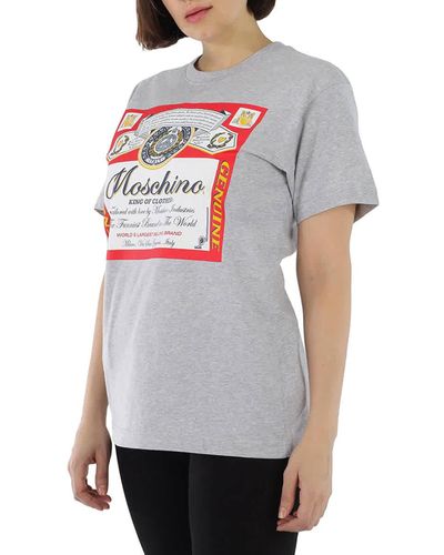 Moschino Budweiser Printed Cotton Jersey T-shirt - Grey