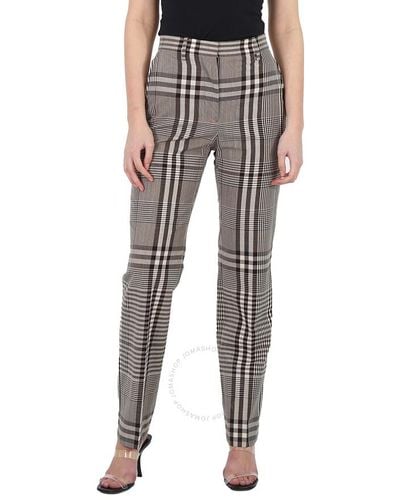 Burberry Check Technical Wool Cropped Pants - Black