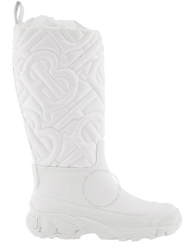 Burberry Optic Rotherfield Quilted Monogram Rain Boots - White