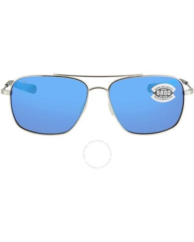 Costa Del Mar Canaveral Mirror Polarized Glass Titanium Sunglasses Can 21 Obmglp 59 - Blue