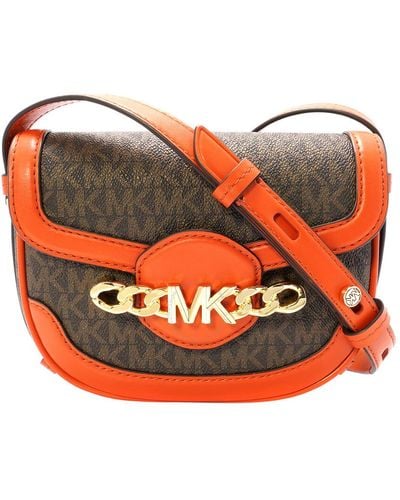 Michael Kors Hally Extra-small Embellished Logo Crossbody Bag - Orange