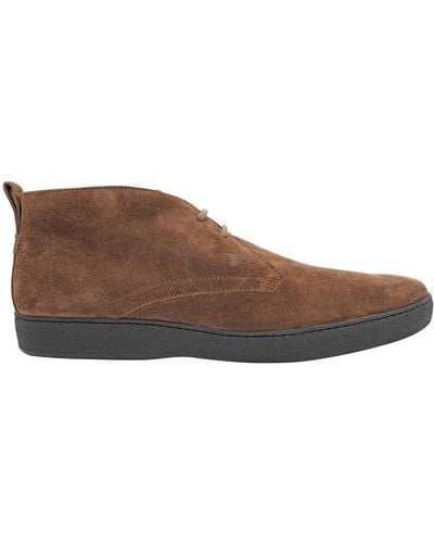 Tod's Suede Uomo Gomma Ankle Boots - Brown
