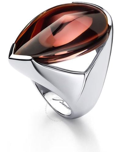 Baccarat Ring Medium Silver Red Crystal Iridescent - Brown
