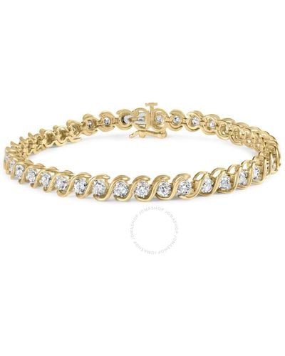 Haus of Brilliance 10k Gold 3 Cttw Round-cut Diamond Spiral Link 7.50" Bracelet - Metallic