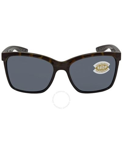 Costa Del Mar Anaa Gray Polarized Polycarbonate Sunglasses Ana 109 Ogp 55 - Blue