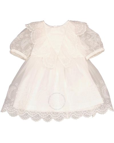 Stella McCartney Girls Broderie Anglaise Lace Dress - Natural