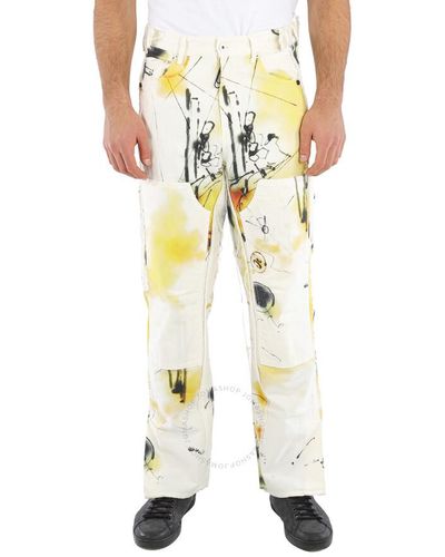 Off-White c/o Virgil Abloh Off- Multicolor Futura Abstract Carpenter Pants - Yellow