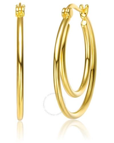 Rachel Glauber 14k Gold Plated Cubic Zirconia Double Hoop Earrings - Metallic