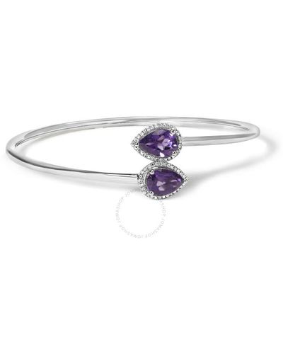 Haus of Brilliance .925 Sterling Silver 8 X 5.5mm Pear Shape Amethyst - White