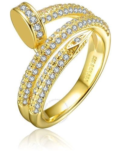 Rachel Glauber Gold Plated With Cubic Zirconia Ring - Metallic