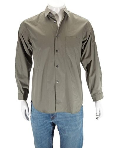 Comme des Garçons Long-sleeve Patch-pocket Stitched Shirt - Grey