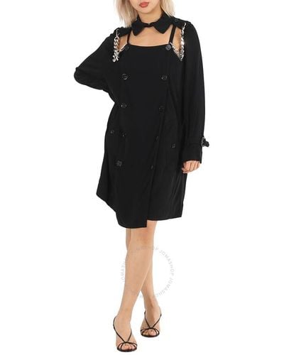 Burberry Deconstructed Crepe Trench Coat Dress - Black
