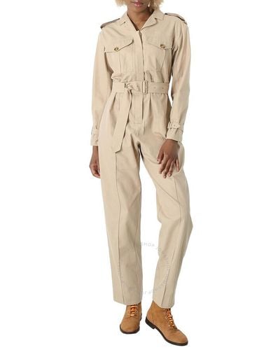 Burberry Soft Fawn Cotton Catalina Straight-leg Jumpsuit - Natural