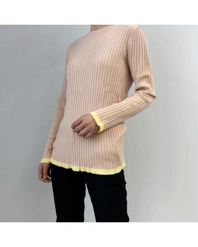 Burberry Knit Tops Solid Pale Crew Neck - Natural