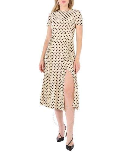 Burberry Corin Silk Polka-dot Dress - Natural