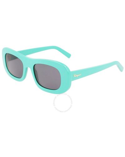 Ferragamo Grey Rectangular Sunglasses Sf1046s 300 51 - Blue