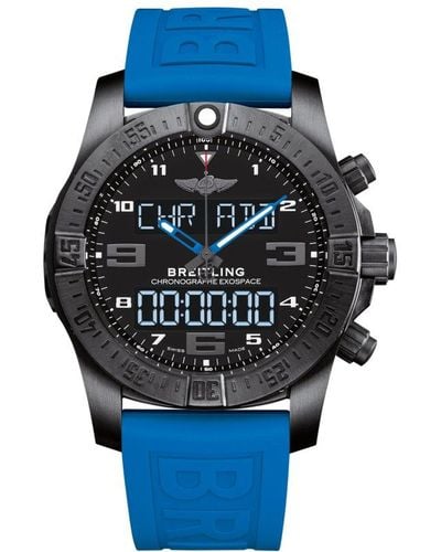 Breitling Professional Perpetual Chronograph Quartz Analog-digital Chronometer Black Dial Watch - Blue
