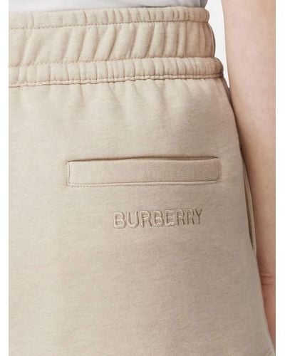 Burberry Ember Cotton Cashmere Logo Detail Shorts - Natural