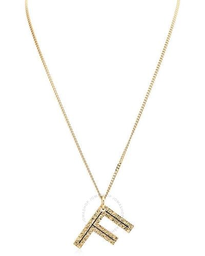Burberry Alphabet F Charm Gold-plated Necklace - Metallic