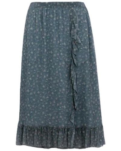 COACH Grey / Pale Pink Crepon Skirt - Blue
