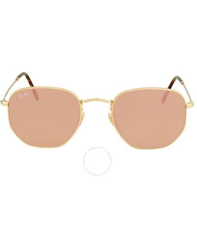 Ray-Ban Hexagonal Flat Lenses Bronze Mirror Sunglasses Rb3548n 001/z2 51 - Pink