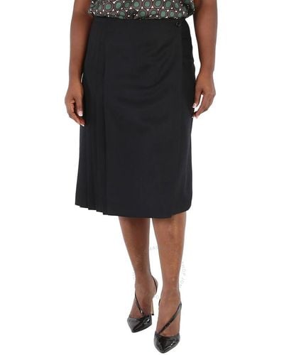 Burberry Pleated Wrap Skirt - Black