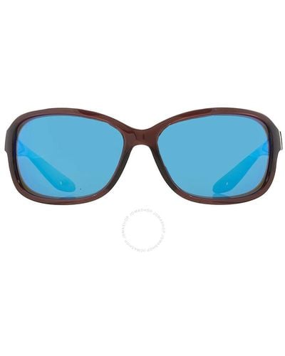 Costa Del Mar Seadrift Mirror Polarized Glass Rectangular Sunglasses 6s9114 911402 58 - Blue