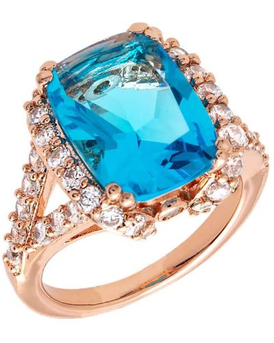 Bertha Juliet Collection 's 1k Rg Plated Blue Statement Fashion Ring