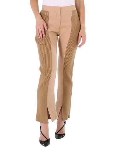Burberry Soft Fawn Wide Leg Smart Trousers - Natural