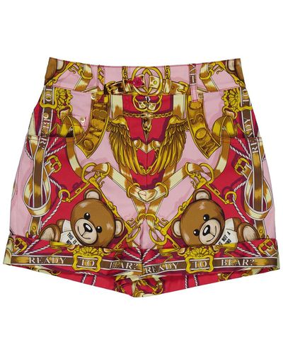 Moschino Teddy Scarf High-waisted Shorts - Red
